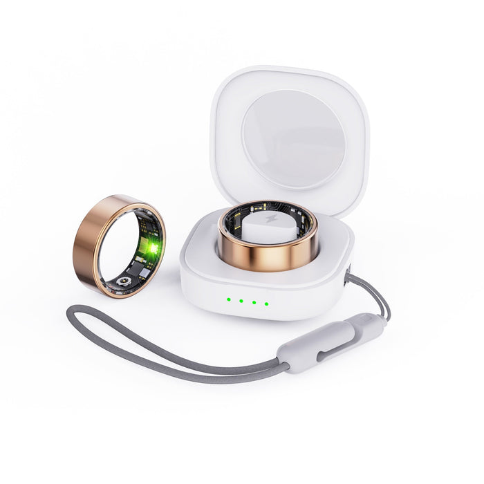 Bague connectée d’activité physique avec boîtier de charge, dorée