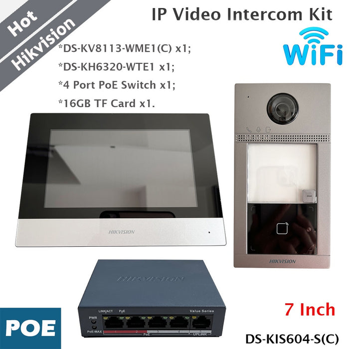 Hikvision DS-KIS604-S(C) IP Video Door Entry Kit with 7-inch Touch Monitor