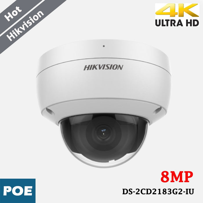 Hikvision DS-2CD2183G2-IU 8 MP IP Dome Camera, 2.8 mm, Mic, PoE