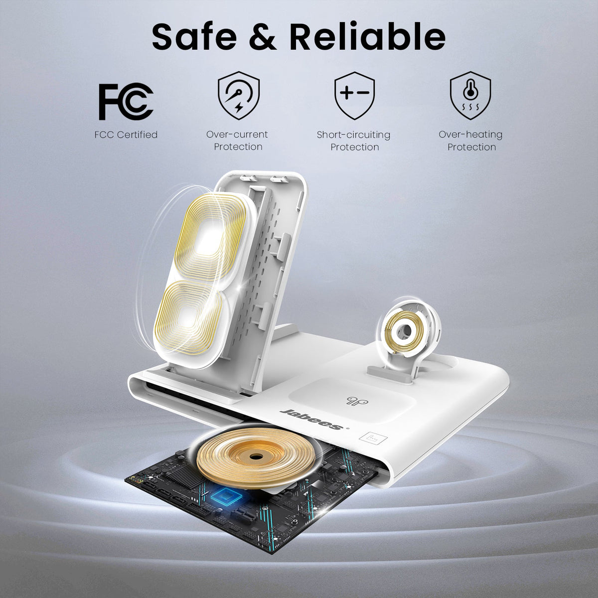 Jabees PowerGlow: estação de carga sem fios dobrável 4 em 1 com LED