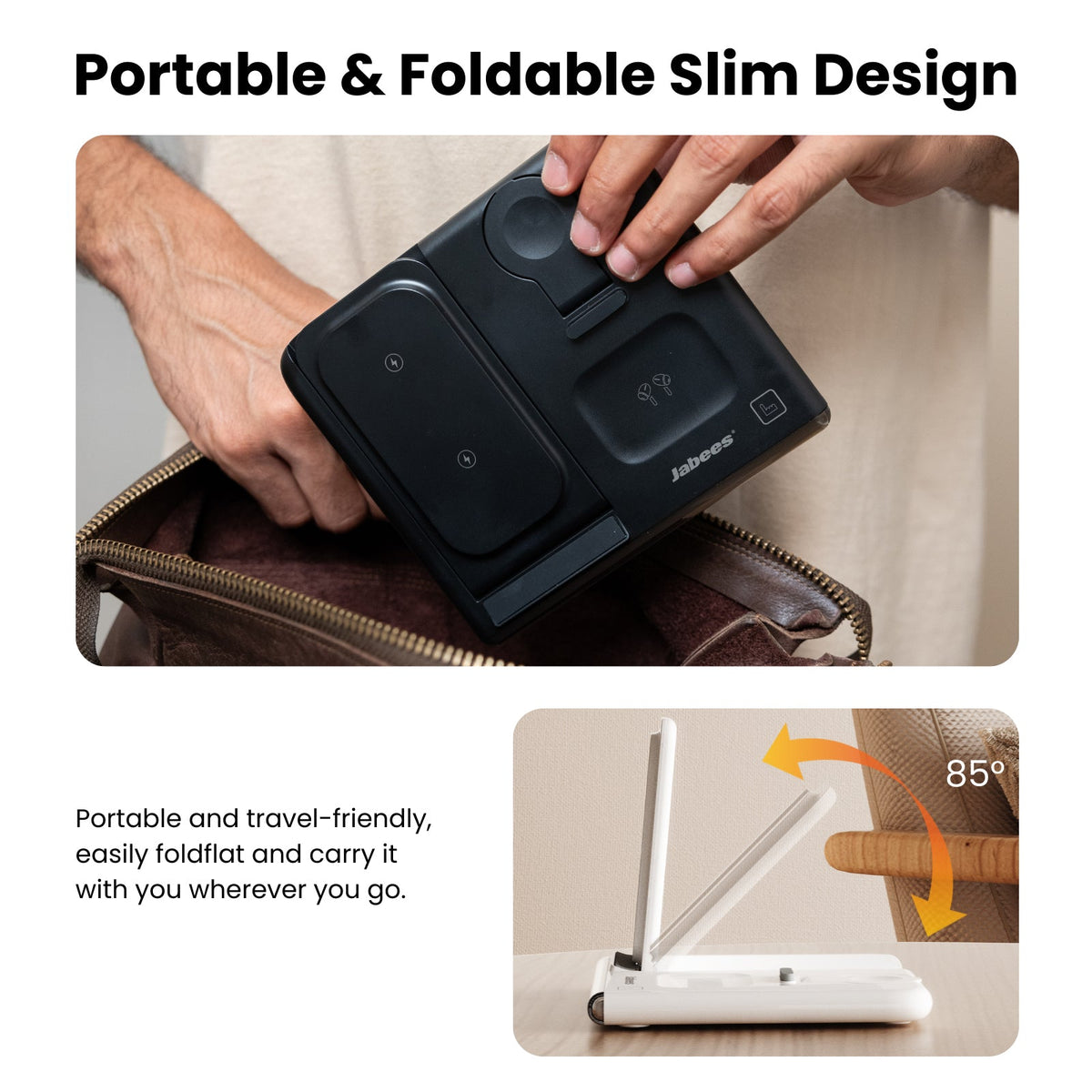 Jabees PowerGlow: estação de carga sem fios dobrável 4 em 1 com LED