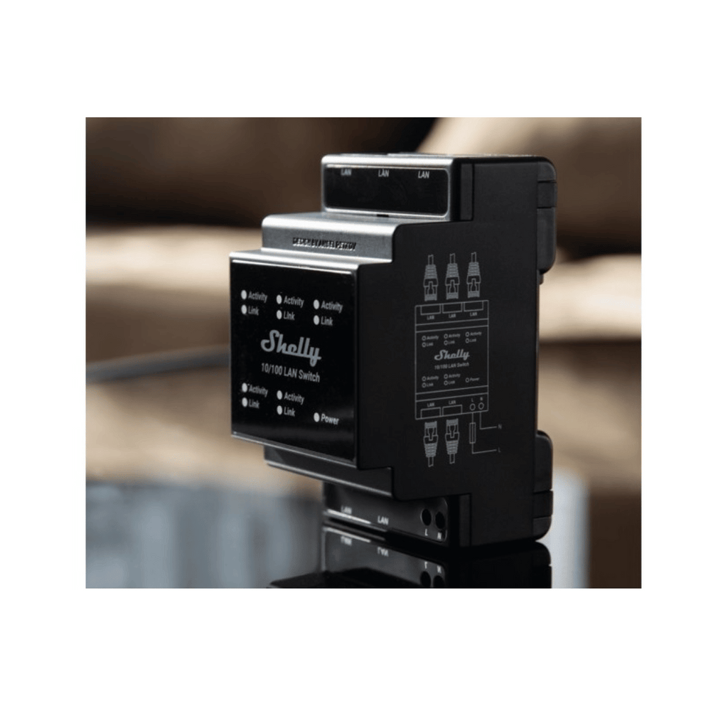 Shelly LAN Switch — Conmutador Ethernet 5 Puertos DIN Rail