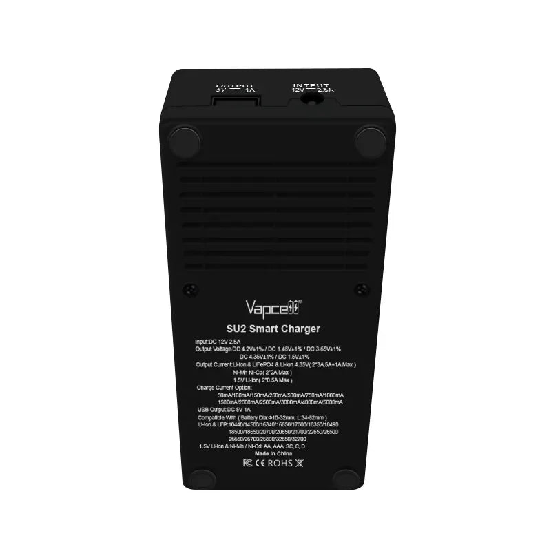 Carregador inteligente Vapcell SU2 de duas ranhuras