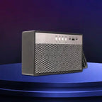 Black mini portable Bluetooth speaker with retro finish