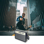 Black mini portable Bluetooth speaker with retro finish