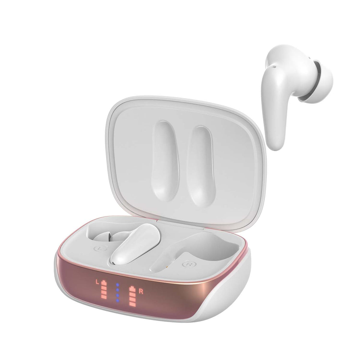 Auriculares sem fios AIR Focus ANC, branco pérola e ouro rosa