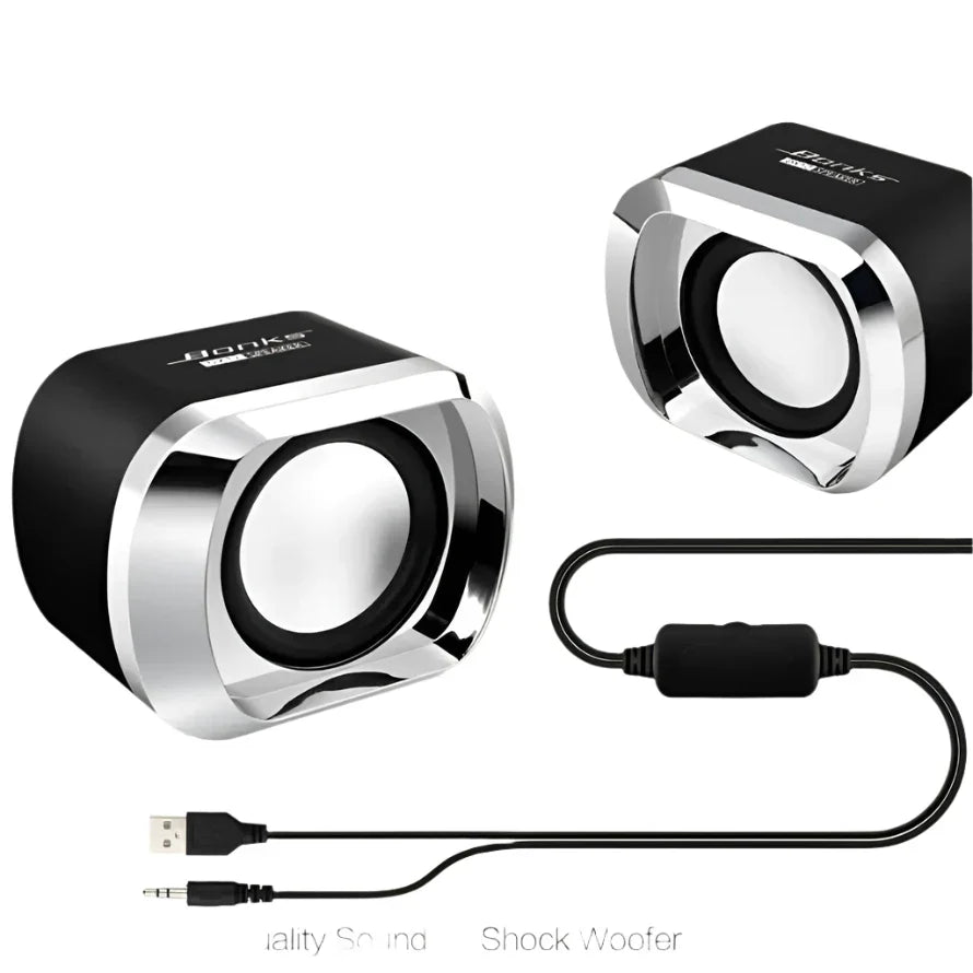Colunas para computador com subwoofer de graves, pretas