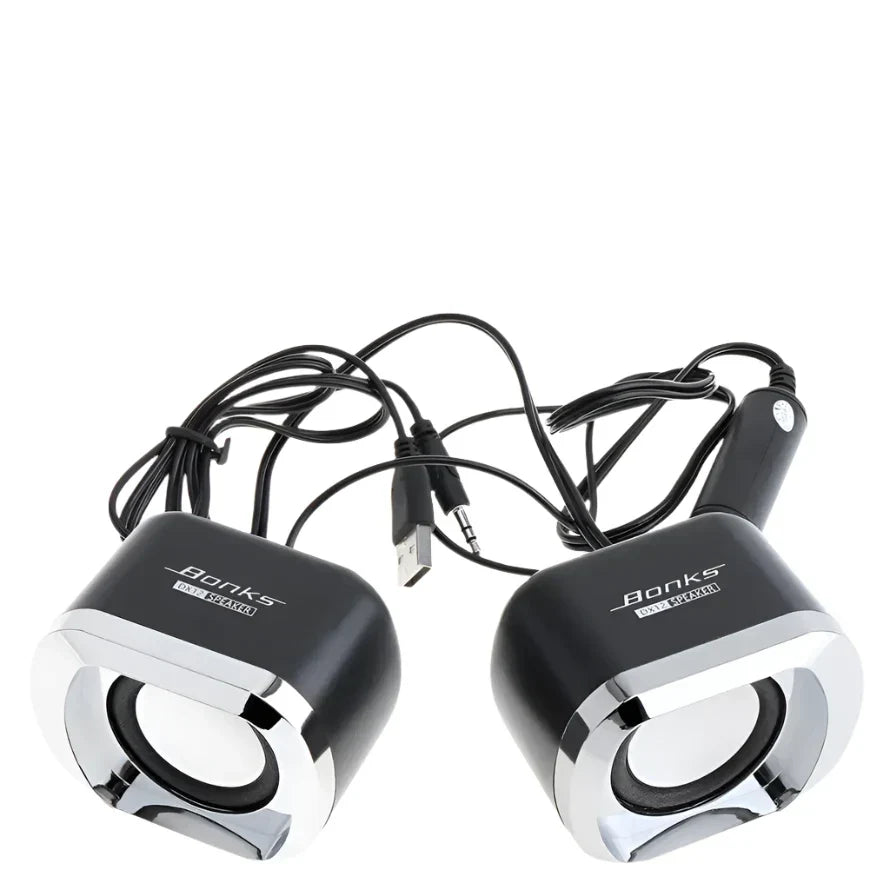 Colunas para computador com subwoofer de graves, pretas