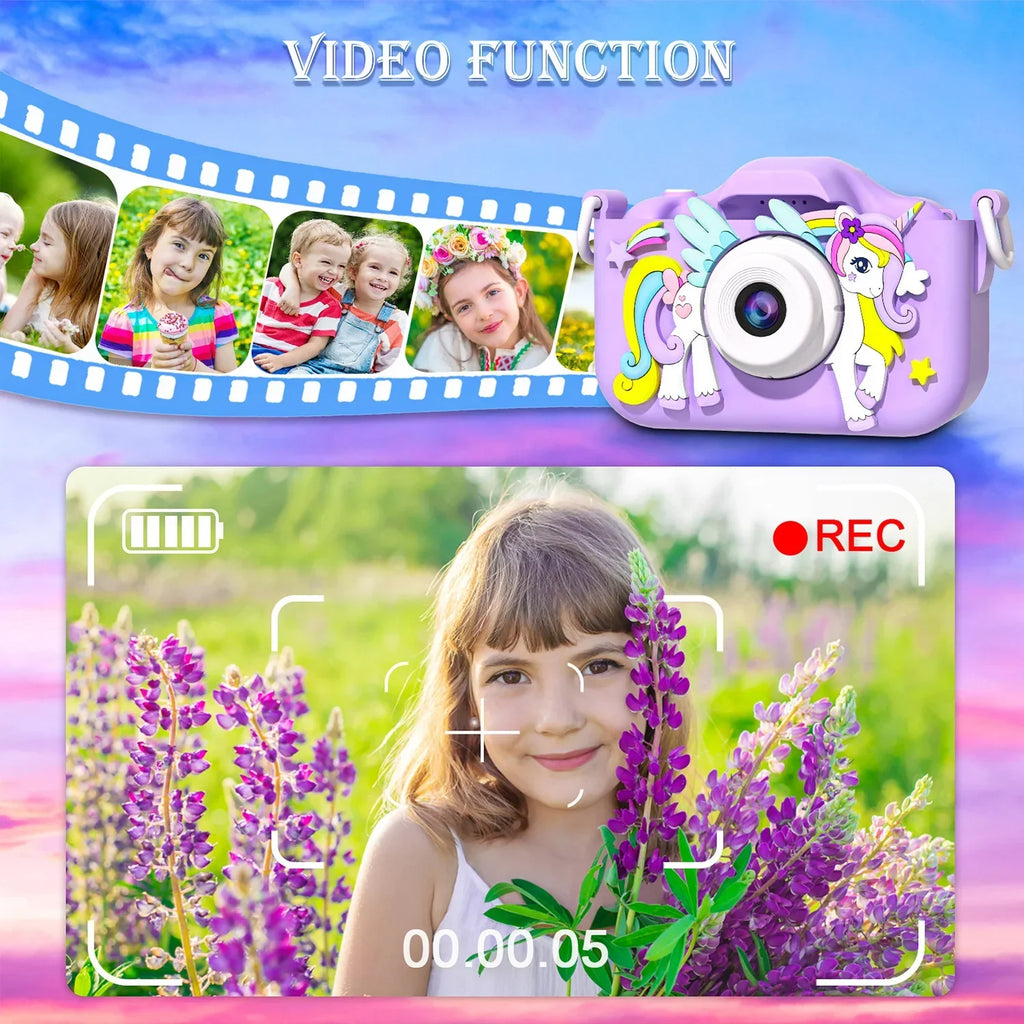 Kids Mini Camera Unicorn 1080P HD 2-Inch Screen-2