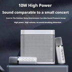 White portable karaoke speaker with two microphones