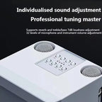 White portable karaoke speaker with two microphones