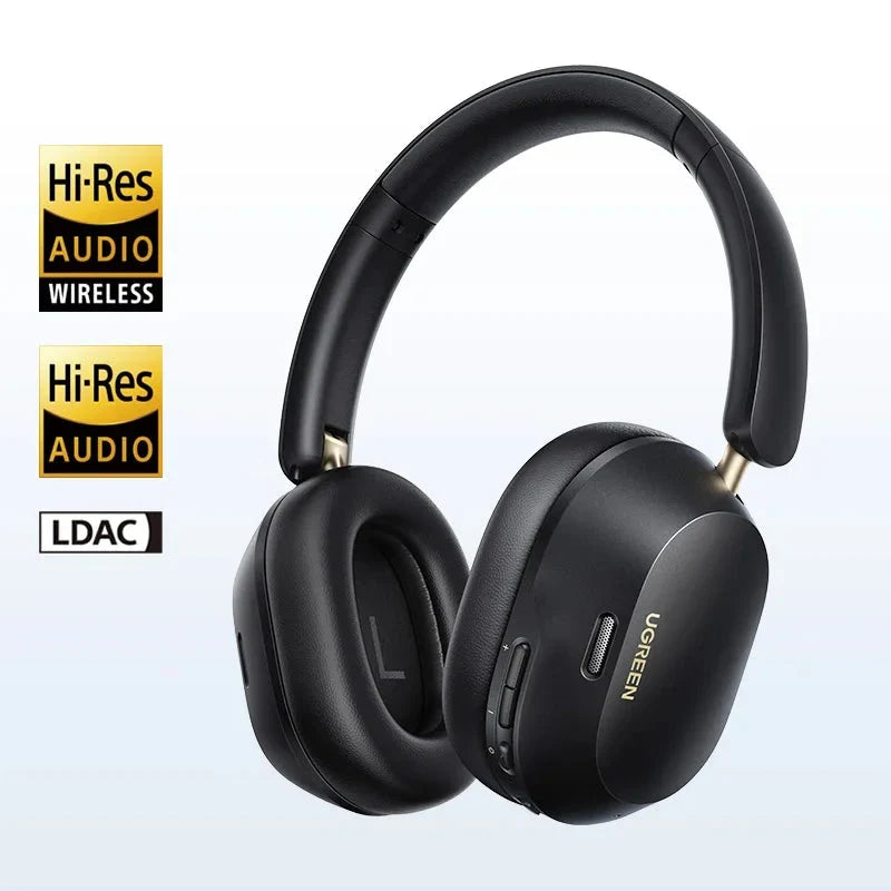 Black wireless Bluetooth over-ear headphones