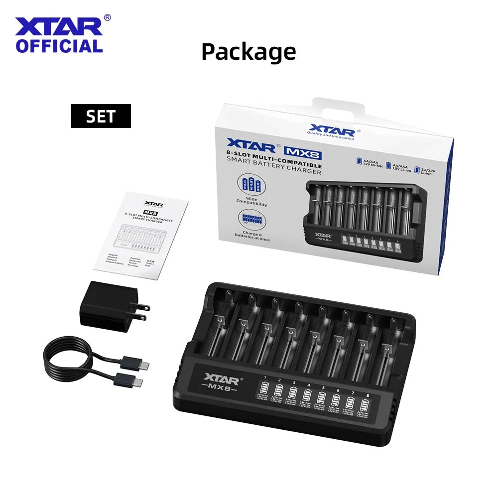 Carregador inteligente de baterias XTAR MX8