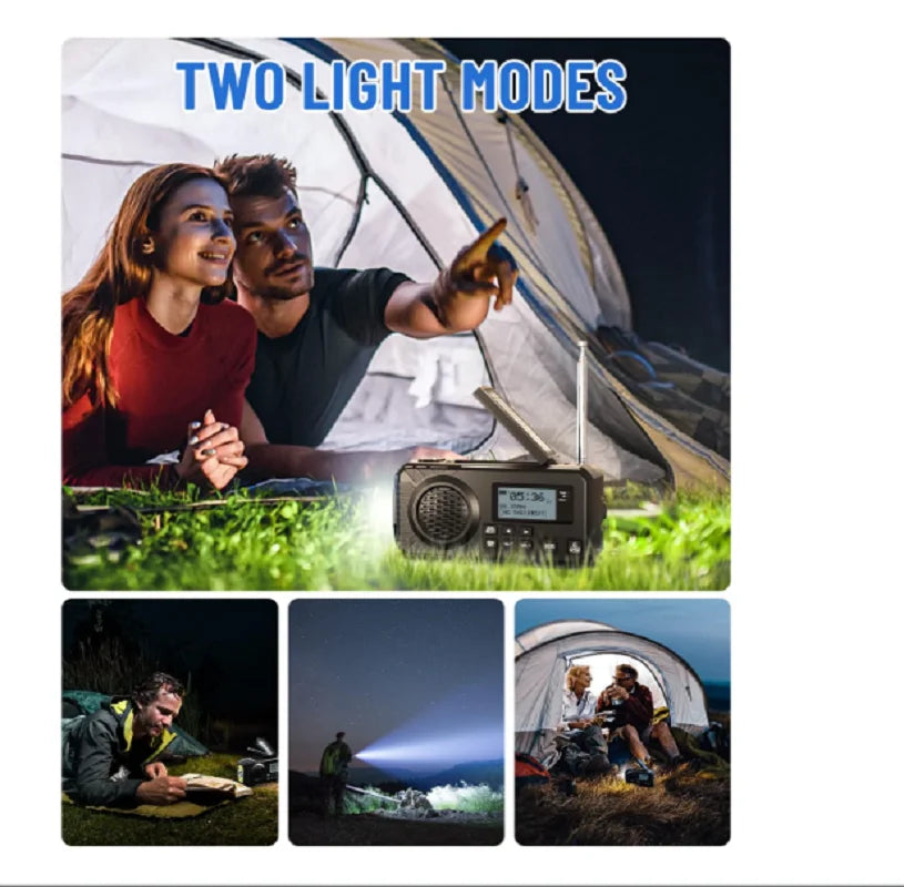Black DAB+ solar hand-crank emergency radio