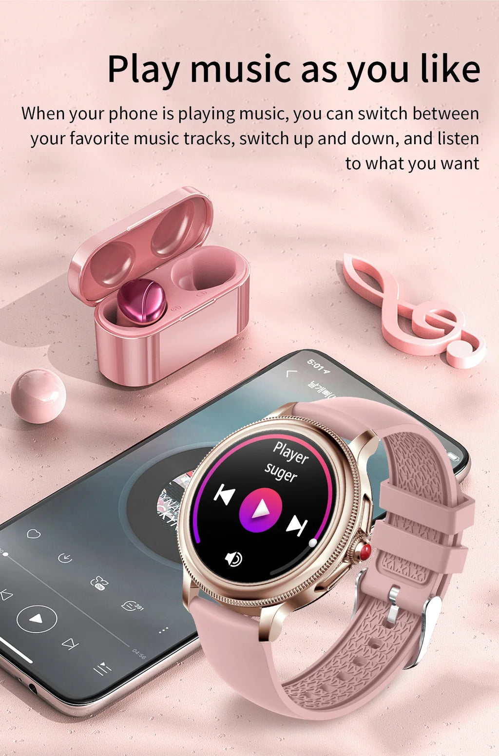 Women's smartwatch with Bluetooth calling