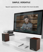 Coluna Bluetooth com acabamento em madeira, castanha