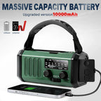 10000mAh Solar Hand Crank Emergency Radio Green-2