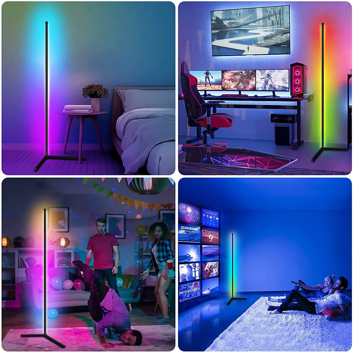 Candeeiro de pé inteligente RGB para cantos