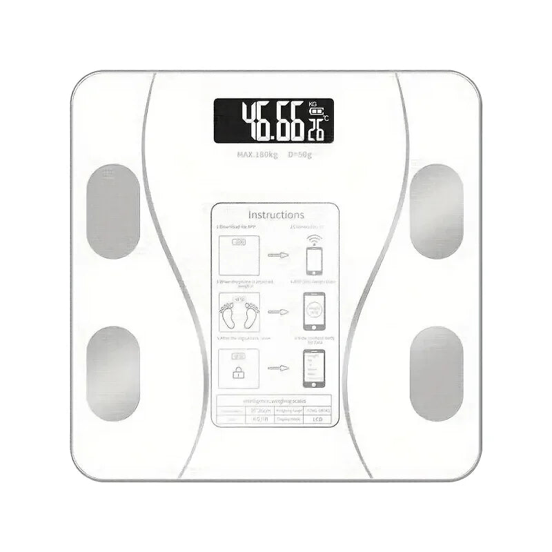 Balança inteligente Bluetooth de gordura corporal, branca