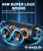 Coluna Bluetooth estéreo de 40 W, preta