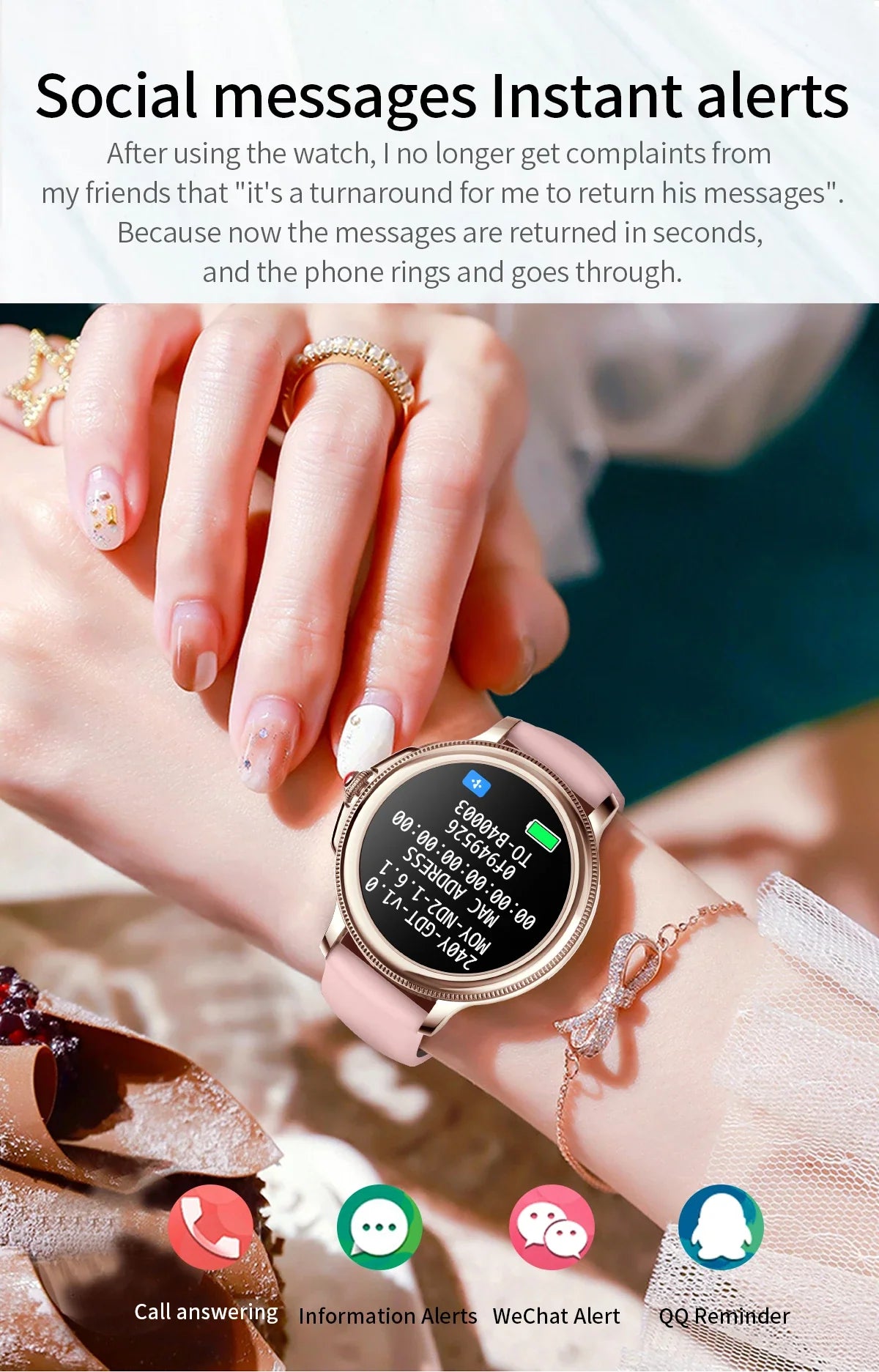 Women's smartwatch with Bluetooth calling
