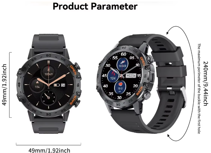 Black men's Bluetooth smartwatch