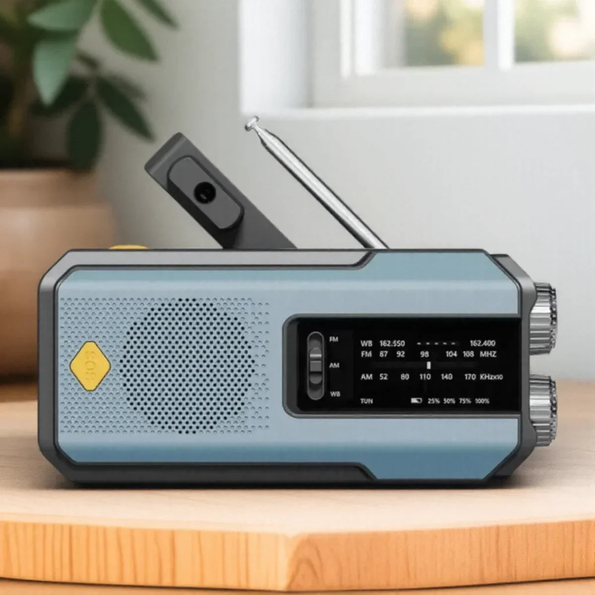 Solar Emergency Radio with LED Flashlight Blue-4