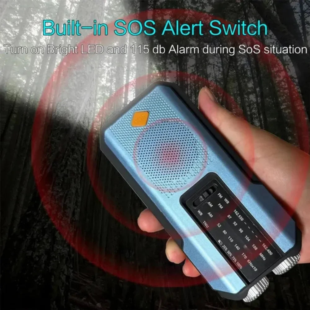 Solar Emergency Radio with LED Flashlight Blue-2