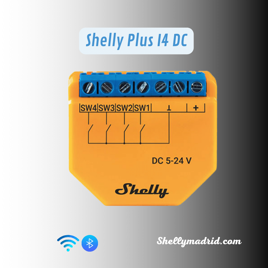 Shelly Plus I4 DC — Controlador WiFi de 4 Entradas en Corriente Continua