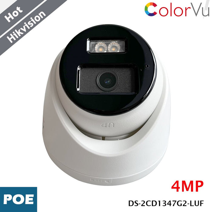 Hikvision DS-2CD1347G2-LUF ColorVu 4 MP PoE IP Turret Camera, 2.8 mm