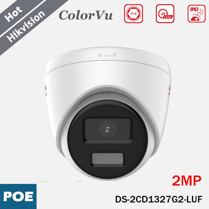 Hikvision ColorVu DS-2CD1327G2-LUF 2 MP IP Turret, 2.8 mm, Mic, PoE