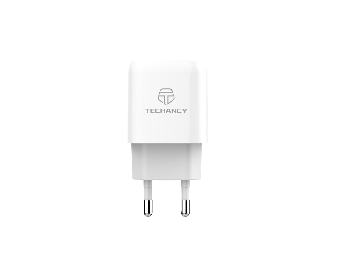 Carregador branco Techancy TA2801 de 20 W com carregamento rápido PD e QC 3.0
