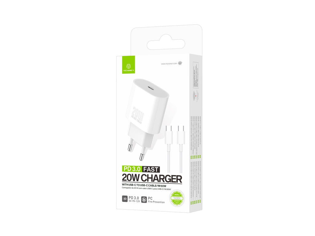 Techancy TA2824 PD 3.0 20 W USB-C charger with USB-C cable