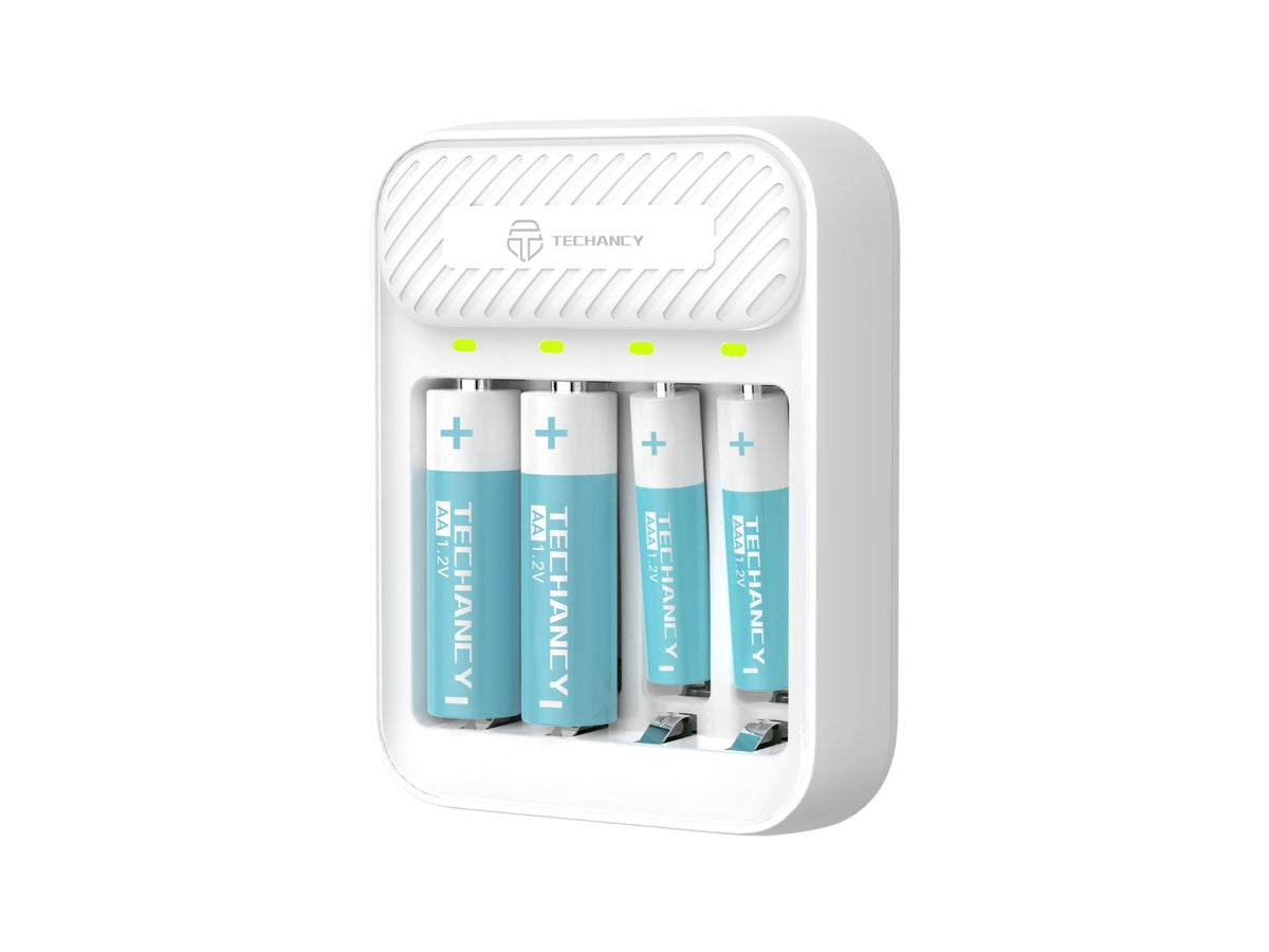 White Techancy MM5420 4-slot AA/AAA 1.2 V Ni-MH battery charger with LEDs