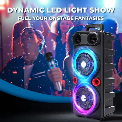 Coluna sem fios para festas com iluminação RGB e graves
